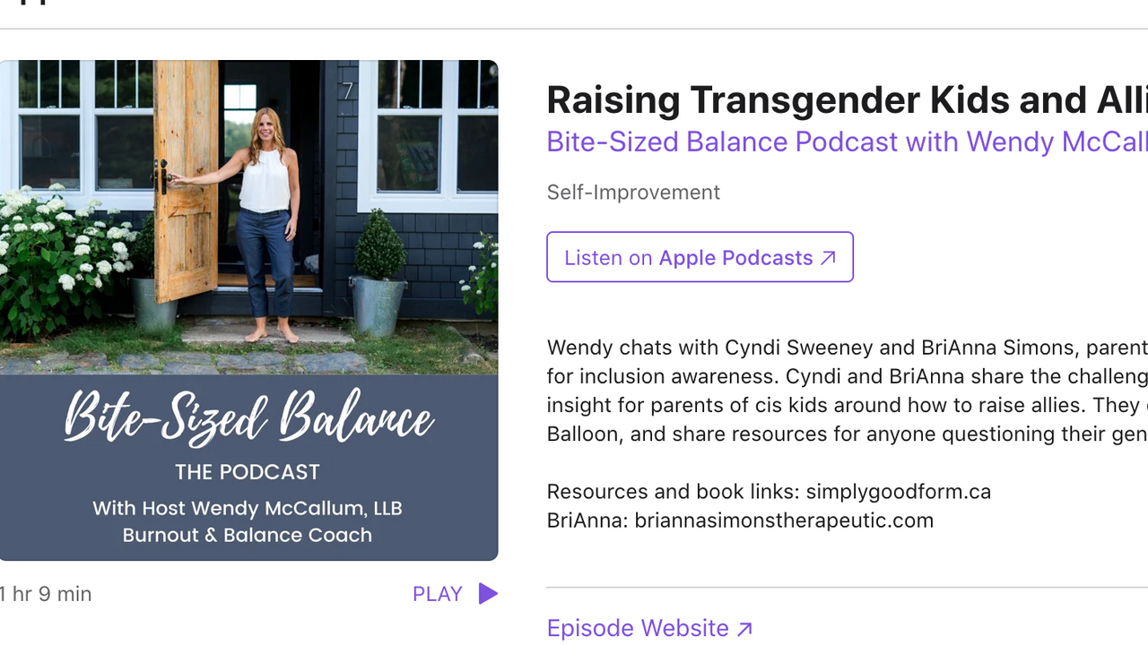 Raising transgender children and allies podcast Bite-Sized Balalnce